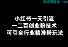 小红书一天引流一二百创业粉技术 可引全行业精准粉玩法